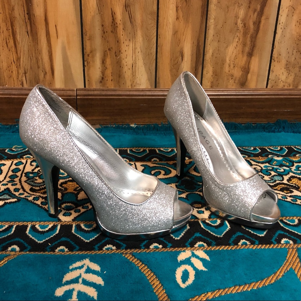 Sparkly Open Toe Heels
